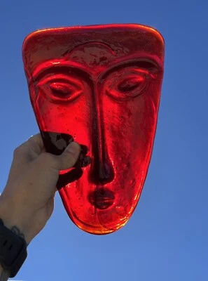 Sky Dreamer Cast Art Glass Mask by Gabriel & Rodolfo Lio Jaramillo Vintage 10” - Image 1 of 4