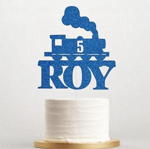 Train Theme Cake Topper, Personalised Boys Birthday, Any Name & Age Decoration - Picture 1 of 21