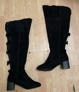 NEW TORRID black Over The Knee Boots Size 13 Women Wide Width Bows Faux Suede - Picture 1 of 4