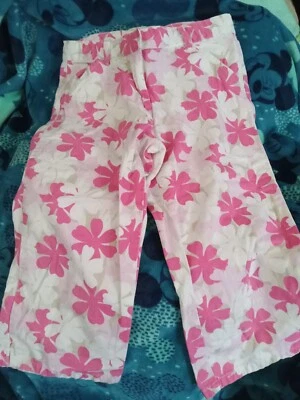 LL Bean девочек цветочный капри брюки розовый желтовато-коричневый и белый размер 10 хлопок OAQQ3 - Изображение 1 из 4