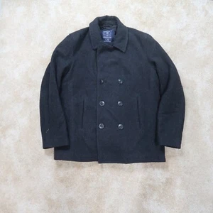 Cappotto con bottoni in lana American Eagle anteriore grande cappotto isolato grigio - Foto 1 di 11