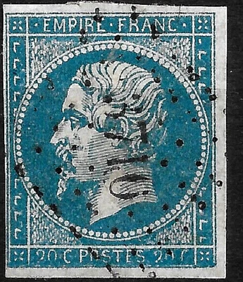1854 FRANCE S#15 ALGERIA"3710"ERROR🔥or Unknown Forgery?toCHEAT PostService RR🔥 - Image 1 of 4
