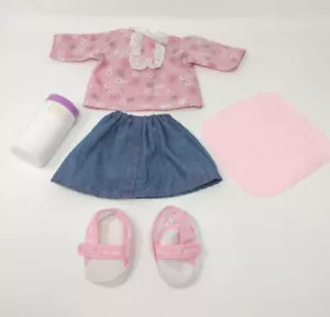 You & Me Baby Doll Outfit Pink, Blue , Faux Denim Skirt, Shoes Toy's R Us - Picture 1 of 12