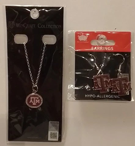 Texas A&M  Aggies 9in Necklace And 1-1/2 in Earrings - NCAA Lic Jewelry Cover