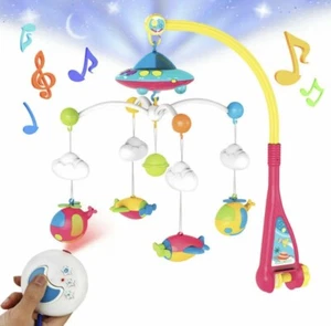 Baby Musical Bed Bell Nursery Light Crib Mobile Star Music Box Rattle Toy Remote - Picture 1 of 7