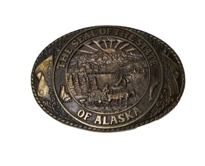 Tony Lama Exclusive State of Alaska Belt Buckle First Series Edition 100% Brass - Picture 1 of 6