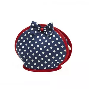 Belle Betty Bow Tea Cosy - Navy w/ White Spots - 100% Cotton - Made in the UK - Picture 1 of 1