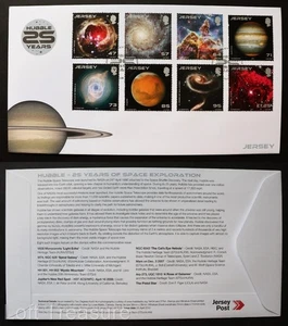 Jersey Briefmarken: "Hubble Telescope - 25 Years" Ersttagsbrief 8 Value Set 2015 - Bild 1 von 3