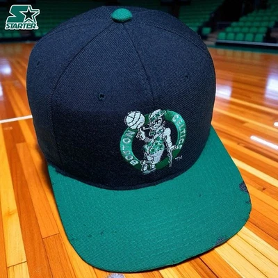 VTG 80s STARTER SnapBack Hat - BOSTON CELTICS NBA - 1st Gen PL Wool Distressed - Image 1 of 4