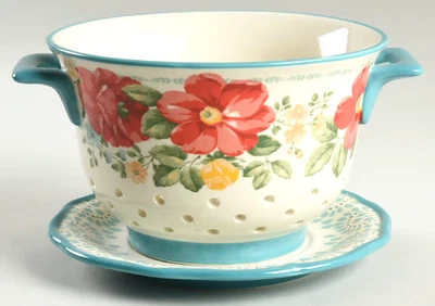 The Pioneer Woman Berry Colander Flea Market Floral Stoneware Strainer w/Plate - Image 1 of 4