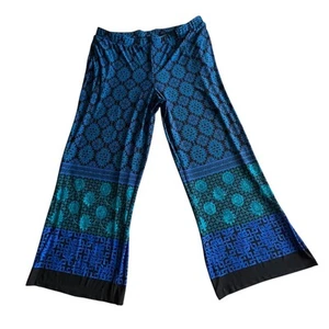 Susan Graver Palazzo Liquid Knit Pants XLP Wide Leg Stretch Print Comfort Career - Bild 1 von 8