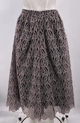 beBlumarine Rosa/Negro Gonna Midi Organzar Falda Talla 42 NUEVA Foto 1 de 4