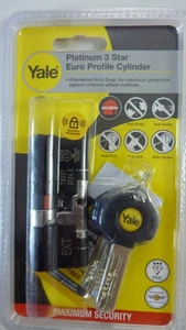 Yale 35/35 Black Platinum 3 Star High Security Euro Cylinder Lock P-YS3-3535MB - Picture 1 of 3