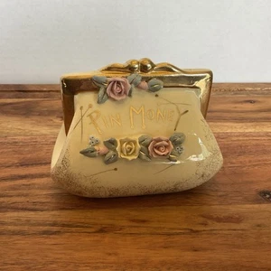 Vintage Lefton Pin Money Coin Purse Bank Ceramic Roses - Picture 1 of 6