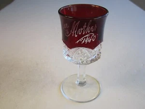 VTG Ruby Stain Souvenir Wine LOVE TO MOTHER 1940 Script Marked - Picture 1 of 4