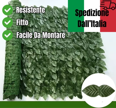 Siepe di edera artificiale 50x100 cm – Pannello decorativo da esterno e interno - Immagine 1 di 4