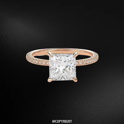 1.36 Ct Princes Cut F/VS1 Lab Grown Diamond 14K Rose Gold Stunning Ring For Her - Image 1 of 4