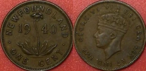 Very Fine 1940 Canada Newfoundland 1 Cent - Imagen 1 de 1