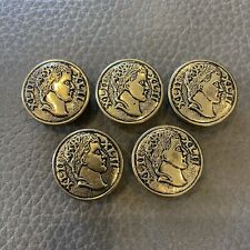 Gold Tone BUTTON COVERS Lot Of 5 Antique Style Coin Bronze Gold Vintage