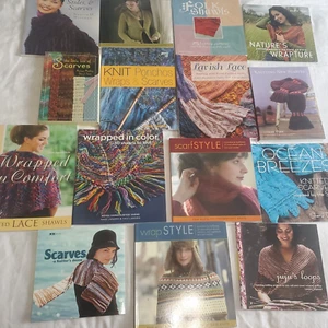 Lot of 15 Knitting Pattern w/ focus on Lace Scarves Scarf Shawls Wraps Like New - Picture 1 of 24