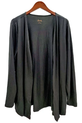 Denim & Co. Jersey Comfort Zone Comfort cola camisa cardi negro Foto 1 de 2