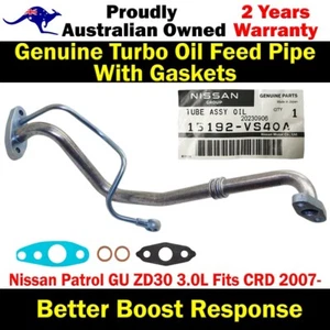 Genuine Turbo Oil Feed&Return Pipe+Gaskets For Nissan Patrol GU ZD30 3.0L 2007- - Bild 1 von 7