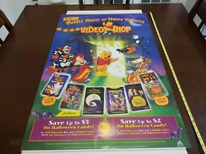 1996 original Disney Pooh's Video Shop cine cine/alquiler enorme póster promocional - Imagen 1 de 12