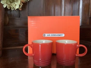 Le Creuset Ombré Red Espresso Mugs 3.5 Ounces Set Of 2 NEW - Picture 1 of 5