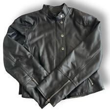 Chocolate USA Women's Black Soft Faux Leather Mod Moto Jacket Zipper Sleeves Sz 