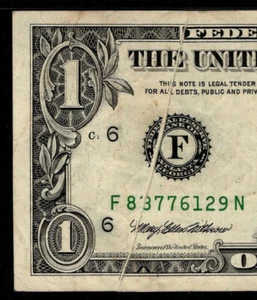 1999 $1 Federal Reserve Note Gutter Fold Error PMG 30 (FJ) - Picture 1 of 4