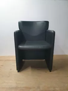 Sessel Stuhl auf Rollen Besucherstuhl schwarz leder 220221-02 - Bild 1 von 4