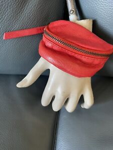 Vintage FREE PEOPLE zip pouch WRIST adjustable Buckle Mini fanny pack Poppy Red