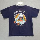 Riot Society Boys T-Shirt Medium Blue Logo Shark Aloha Floral Hawaii Tee