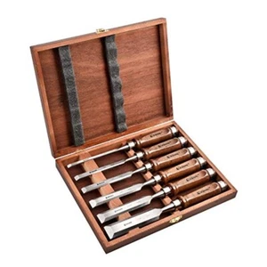 EZARC Japanese Chisel Nomi Black walnut Set of 6 Carpenter tool JAPAN Import - Picture 1 of 7