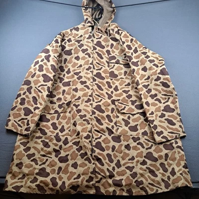 Vintage Hodgman Camo Jacket Mens XL Brown Duck Waterproof Hunting Rain Zip Coat - Image 1 of 4