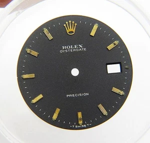 Genuine Rolex Oysterdate Precision 6694 Matte Black Yellow Gold 34mm Watch Dial - Picture 1 of 4