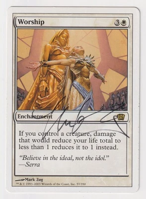 Signed Worship Proof MP 8th Edition Artist Mark Zug 2003 WOTC MTG Magic AP Rare! - Image 1 of 2