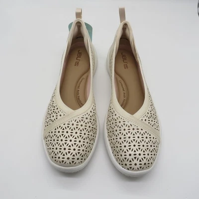 Zapatos planos sin cordones JBU para mujer color crema brillante corte láser talla 10 NUEVO Foto 1 de 4