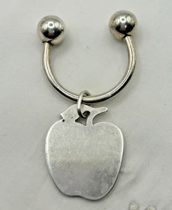 TIFFANY & CO Sterling Silver APPLE Tag Horseshoe Keyring No Monogram - Picture 1 of 4