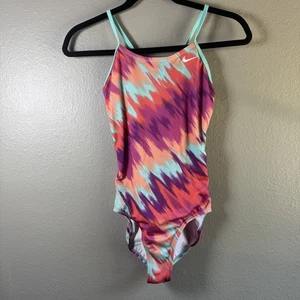 Nike Girls Immiscible One Piece Swimsuit Size L ( 12-13 ) Tie Dye Aurora Green - Picture 1 of 9