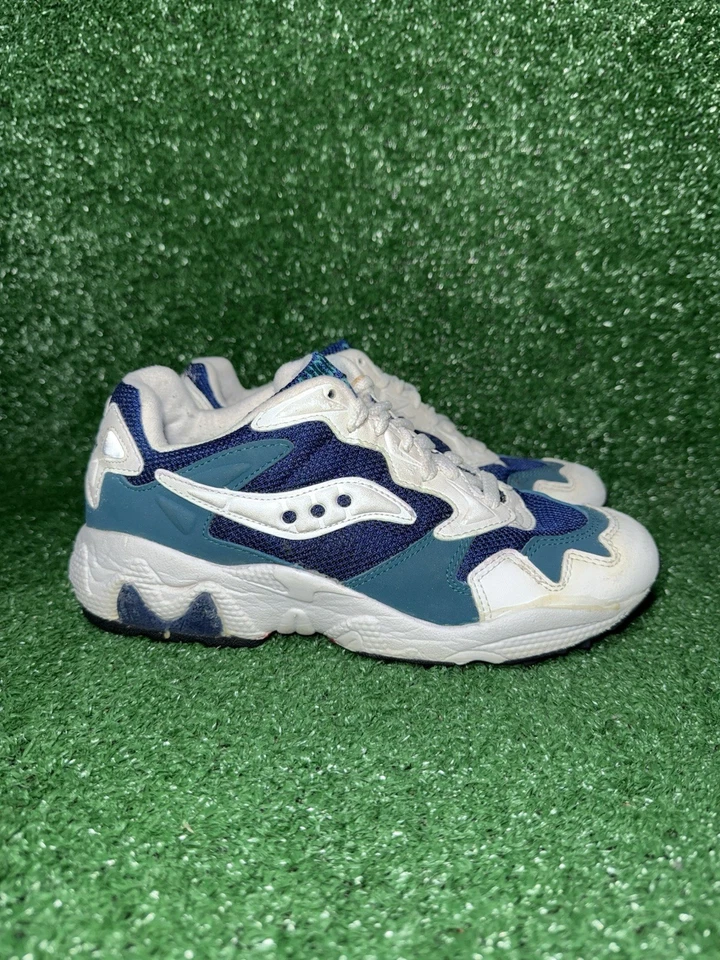 Vintage SAUCONY GRID Women Size 7 Y2K Blue White Running Shoes Athletic Sneakers - Image 1 of 4