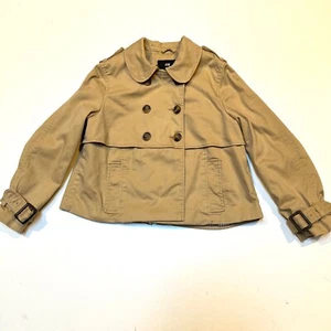 H&M Military Style Woman's Double Breasted Jacket. sz 8. Tan Cotton Lined - Picture 1 of 12