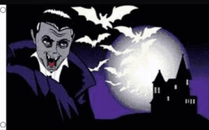 HALLOWEEN DRACULA UND FLEDERMAUS 5x3 Fuß FAHNE 150cm x 90cm - Bild 1 von 1