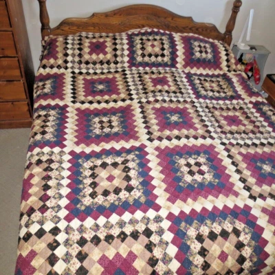 Donna Sharp Jewel Tone Patchwork Granny Core Pieced Country Cotton Queen Quilt - Image 1 of 4