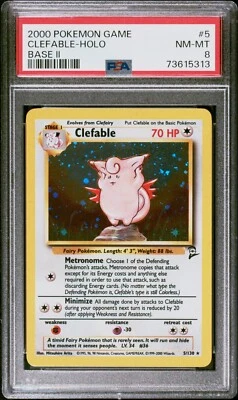 2000 Pokemon Game Base II 2 Holo Rare #5 Clefable PSA 8 NM-MT Graded - Image 1 of 2