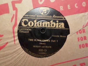 COLUMBIA 78 RECORD/MORAN AND MACK/TWO BLAQCK CROWS/PART 1 AND 2/ VG NOVELTY - Picture 1 of 2