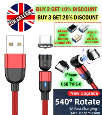 Magnetic Phone Charger Cable Rotating for iPhone and USB C - Image 1 of 4