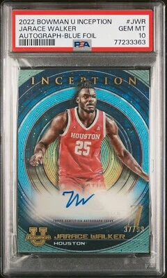 PSA 10 - JARACE WALKER #/99 Auto - 2022 Bowman University Inception - BLUE FOIL - Image 1 of 2