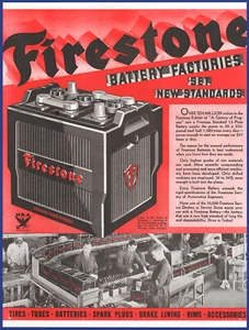 Vintage 1933 Firestone Batterie Auto Automobile Automotive Ephemera 30er Printanzeige - Bild 1 von 1