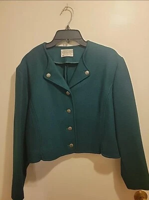 Vintage Pendleton - Green 100% Virgin Wool Cropped Blazer Ladies 14 Made In USA - Image 1 of 4